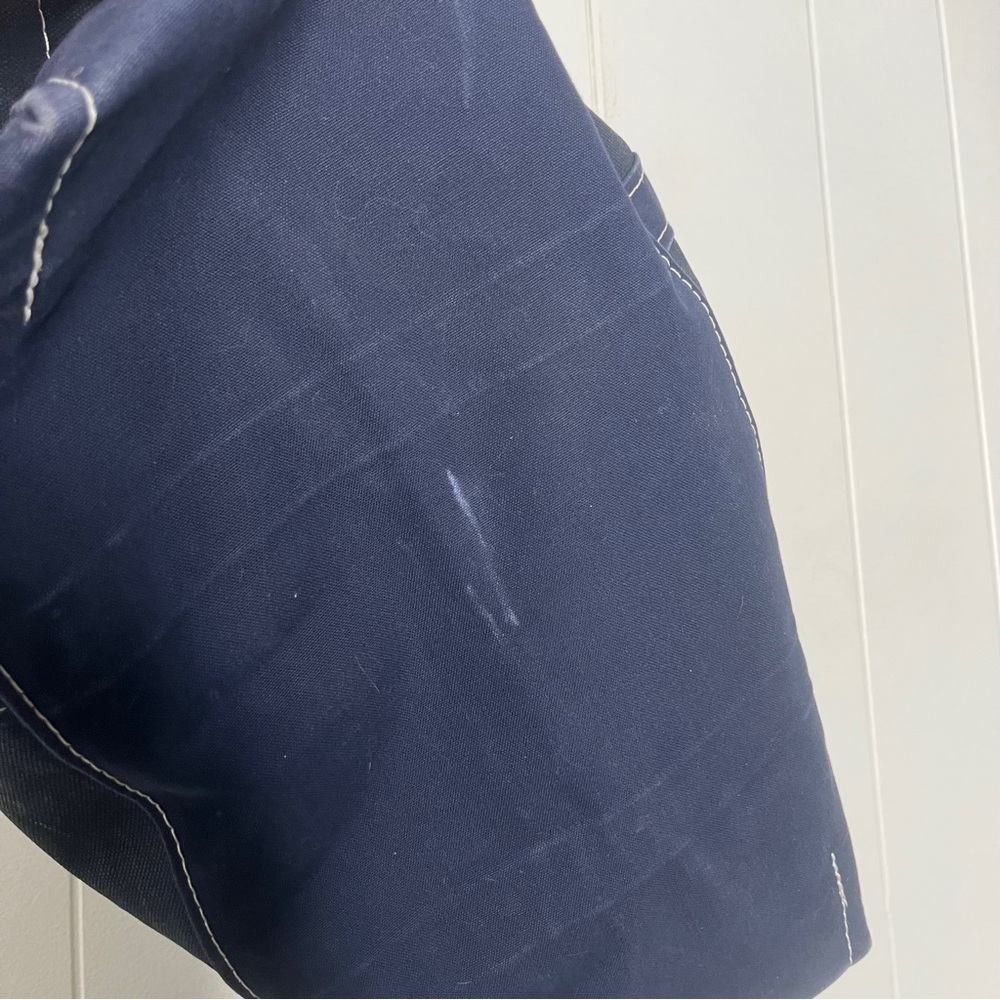 L.L. Bean Boat and Tote Striped Canvas Bag Navy & Cream Zip Top Large - Picture 14 of 14